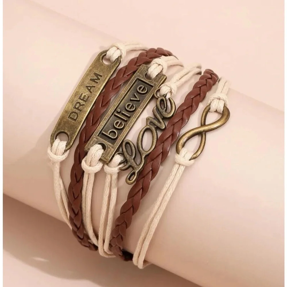 DREAM Believe Love Letter Decor Braided Bracelet.